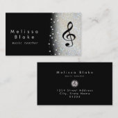 Muziekleraar Zilveren Schaduw Faux Glitter Visitekaartje (Voorkant / Achterkant)