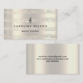 Muziekleraar Zwart Treble Clef op Faux Metal Visitekaartje (Voorkant / Achterkant)