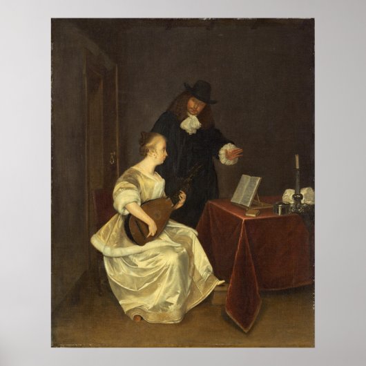 Muziekles - Gerard ter Borch Fine Art Poster (Voorkant)