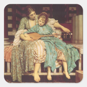 Muziekles van Lord Frederic Leighton Vierkante Sticker