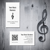 Muzieklessen QR-code Simple Treble Clef Visitekaartje