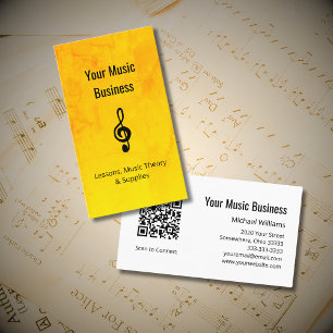 Muzieklessen QR code Treble Clef Gold Visitekaartje