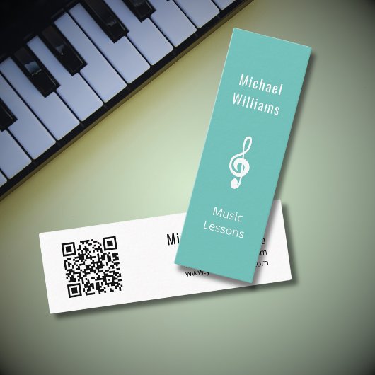 Muzieklessen QR-code Treble Clef Symbool Blauwgroe Mini Visitekaartje
