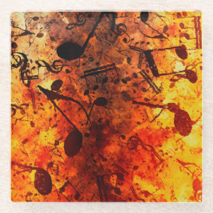 Muziekliefde - Muzieknoten Glazen Onderzetter