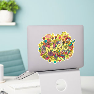 Muziekliefhebbers Vinyl – Kleurrijke artistieke gr Sticker