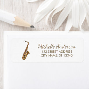 Muzieklover van de moderne saxofoon Retouradres    Etiket