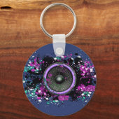 Muziekluidspreker en gesplatterde verf sleutelhanger (Voorkant)