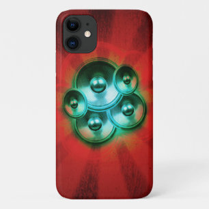 Muziekluidsprekers en rode zonnebrand iPhone 11 hoesje