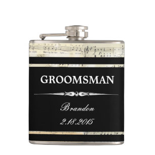 muziekmaatkolf voor Black GROOMSMAN Wedding Heupfles