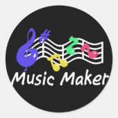 Muziekmaker Ronde Sticker (Voorkant)