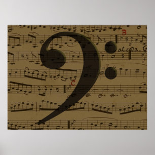Muziekmuziek in Musical Bass Clef sheet Poster