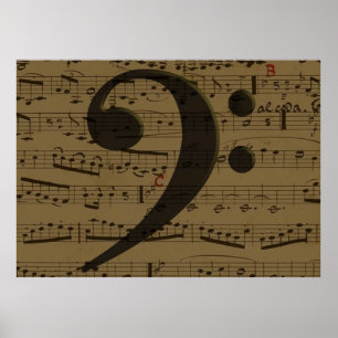 Muziekmuziek in Musical Bass Clef sheet Poster