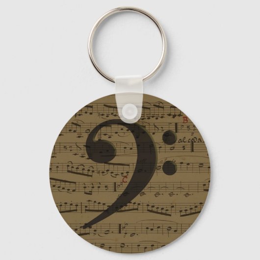 Muziekmuziek in Musical Bass Clef sheet Sleutelhanger (Voorkant)