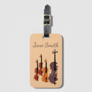 Muzieknaam violine hoesje schattige muziek bagagelabel