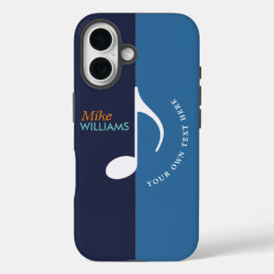 muzieknoot ~ 2 tonen blauwe, coole iPhone 16 hoesje