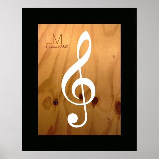 muzieknoot, driehoekige hak op hout, gepersonalise poster (Voorkant)