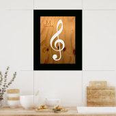 muzieknoot, driehoekige hak op hout, gepersonalise poster (Keuken)