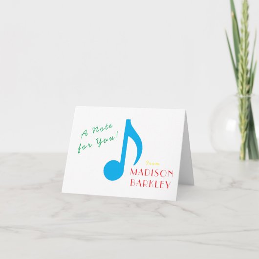 Muzieknoot Muzikant Leraar Notitiekaart (Voorkant)