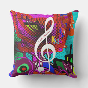 muzieknoot op abstract buitenkussen