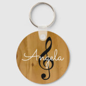 muzieknoot op hout, met naam sleutelhanger (Achterkant)