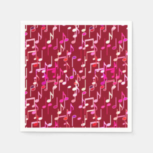 Muzieknoot print - bordeauxrood, multi servet