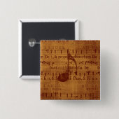 Muzieknoot Vierkante Button 5,1 Cm (Voorkant /achterkant)
