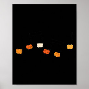 Muzieknota Pompoen Herfst Muziekleraar Halloween C Poster