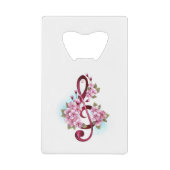 Muzieknotatie in vioolsleutel met Sakura bloemen Kredietkaart Flessenopener (Voorkant)