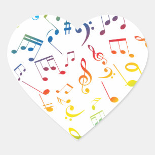 Muzieknoten 4 hart sticker