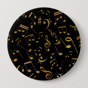 Muzieknoten 6 ronde button 4,0 cm