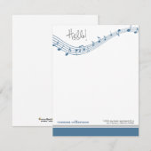 Muzieknoten Aangepaste platte notitiekaarten (blau (Voorkant / Achterkant)