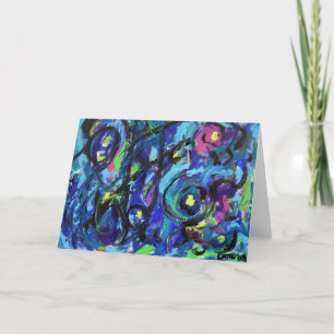 Muzieknoten Abstracte Kunstschilderende Wenskaarte Kaart