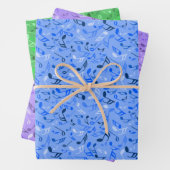 Muzieknoten Blauw Groen Paarse Inpakpapier Vel (In situ)