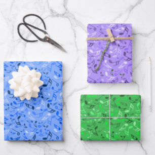 Muzieknoten Blauw Groen Paarse Inpakpapier Vel