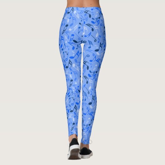 Muzieknoten blauw leggings (Achterkant)