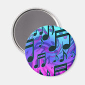 muzieknoten Blue Paars Aqua Pattern Magneet (Voorkant / Achterkant)