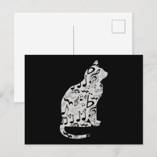Muzieknoten Cat Lover - Minimalistische muzikant Briefkaart