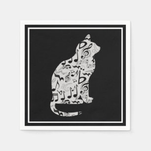 Muzieknoten Cat Lover - Minimalistische muzikant Servet