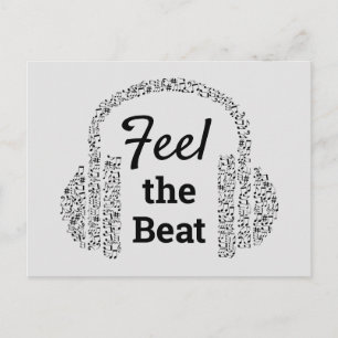 Muzieknoten DJ-koptelefoons moderne Briefkaart