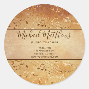  Muzieknoten Elegant Musical Teacher Ronde Sticker