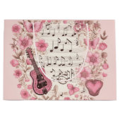 Muzieknoten en Bloemen Retro Stijl Groot Cadeauzakje (Voorkant)