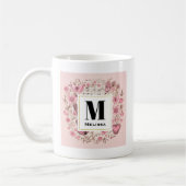 Muzieknoten en Bloemen Retro Style Monogram Koffiemok (Links)