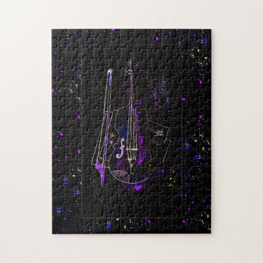 Muzieknoten en contrabas legpuzzel (Verticaal)