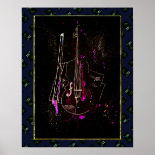 Muzieknoten en Contrabas Poster