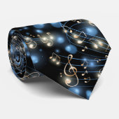 Muzieknoten en feestverlichting stropdas (Opgerold)