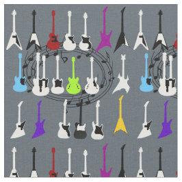 muzieknoten en Guitar Print Fabric Materiaal Stof