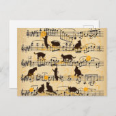 Muzieknoten en kittens briefkaart (Voorkant / Achterkant)