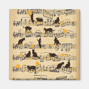 Muzieknoten en kittens magneet