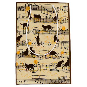 Muzieknoten en kittens medium cadeauzakje