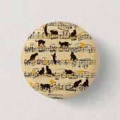 Muzieknoten en kittens ronde button 3,2 cm (Voorkant)
